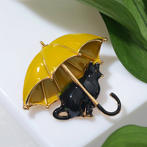 Брошь Кошка под зонтом